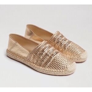 Sam Edelman Women Gold Woven‎ Leather Espadrille Flats Shoes Size 8.5 NWOT
